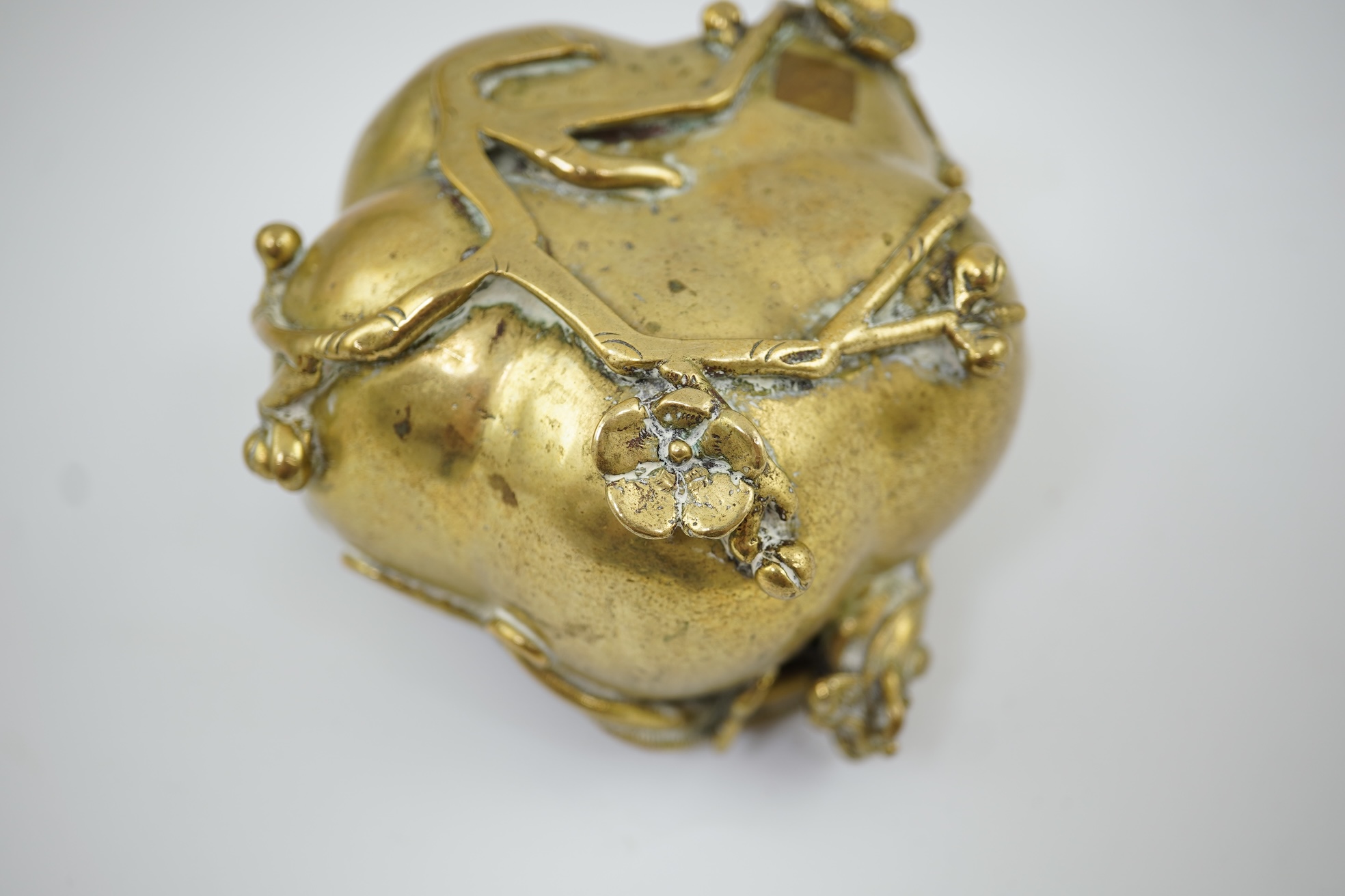 A large Chinese bronze rectangular censer and cover, Xuande seal mark, and a ‘plum blossom and chilong’ bronze censer, both 19th century
